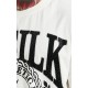 SikSilk Oversized Rhinestone Varsity T-Shirt - Ecru & Black